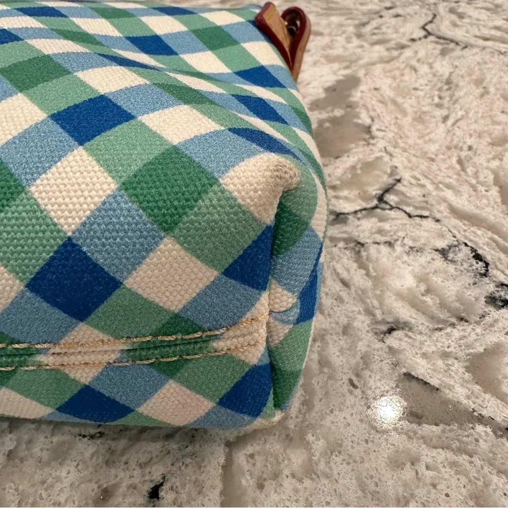 Dooney & Bourke Elsie Ginger Blue and Green Gingham Crossbody Purse